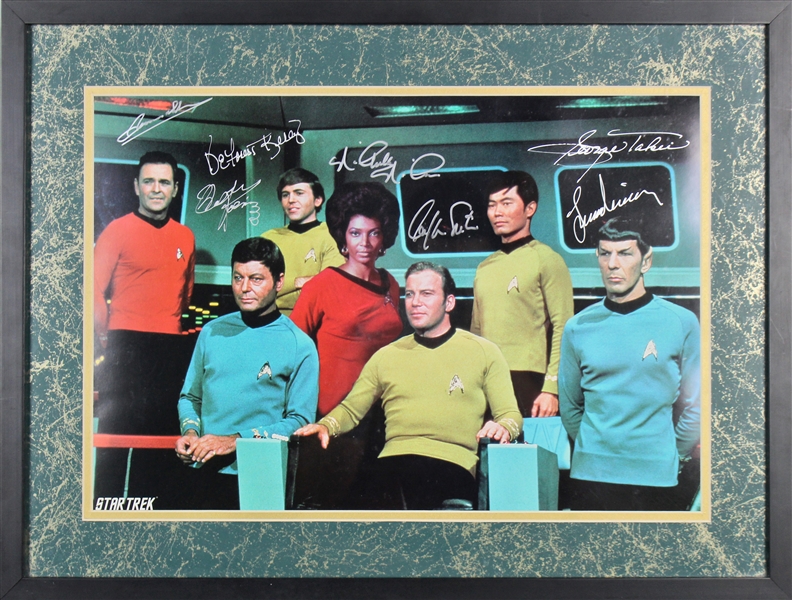 Star Trek Original Cast Signed 16" x 20" Framed Color Photo (7 Sigs)(PSA/DNA)