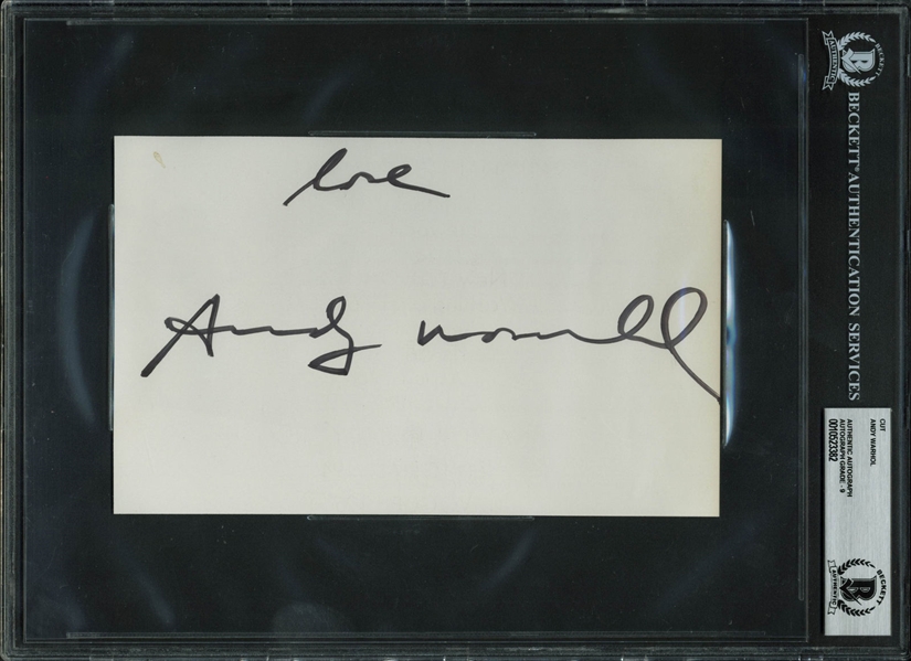 Andy Warhol Signed 5" x 8" Signature Cut (BAS/Beckett Graded MINT 9!)