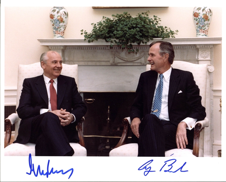 George H.W. Bush & Mikhail Gorbachev Rare Dual-Signed 8" x 10" Color Photograph (BAS/Beckett)