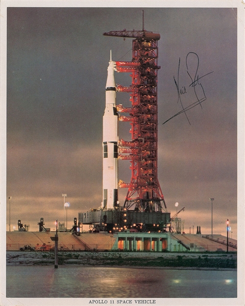 RARE Neil Armstrong Signed UNINSCRIBED 8" x 10" Official NASA Apollo 11 Launch Pad Photograph (BAS/Beckett)
