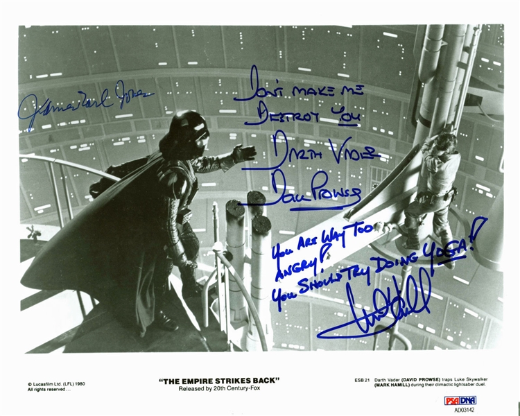 Star Wars Multi-Signed & Inscribed 8" x 10" Promo Photo for "The Empire Strikes Back" w/ Hamill, Jones & Prowse! (PSA/DNA)