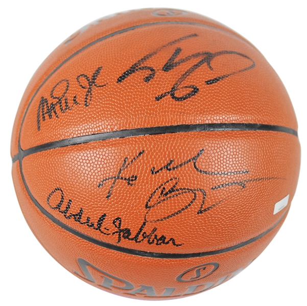 Lakers Legends Multi-Signed Spalding NBA Official Basketball w/ Jabbar, Johnson, ONeal, and Bryant (Fanatics & Panini)