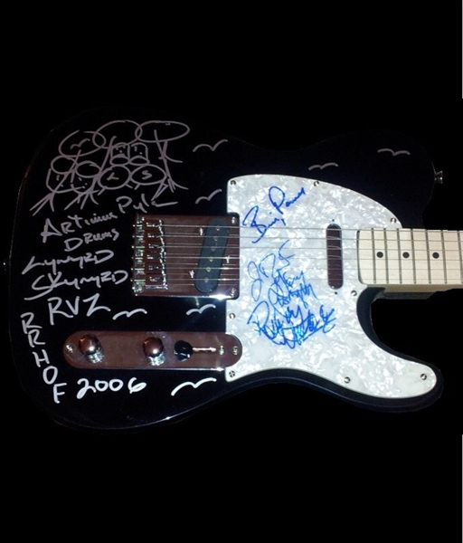 Lynyrd Skynyrd Rare Group Signed Telecaster Style Guitar w/ 5 Signatures & Free Bird Lyrics! (BAS/Beckett Guaranteed)