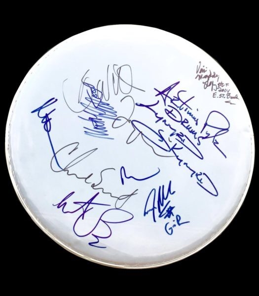 Drum Legends Multi-Signed Drumhead w/ Watts, Mason, Fleetwood, Adler & More! (BAS/Beckett Guaranteed)