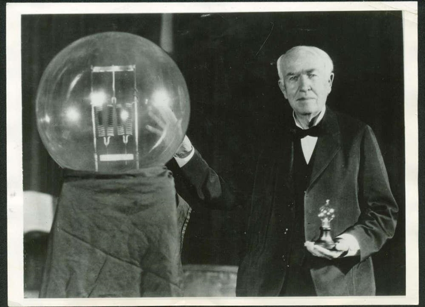 Thomas Edison Original 6" x 8" Type 1 Photograph w/ First Public Image of the Light Bulb!