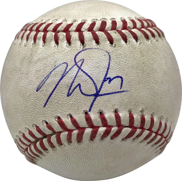 Mike Trout Signed & Game Used 2016 MVP OML Baseball (MLB & PSA/DNA)