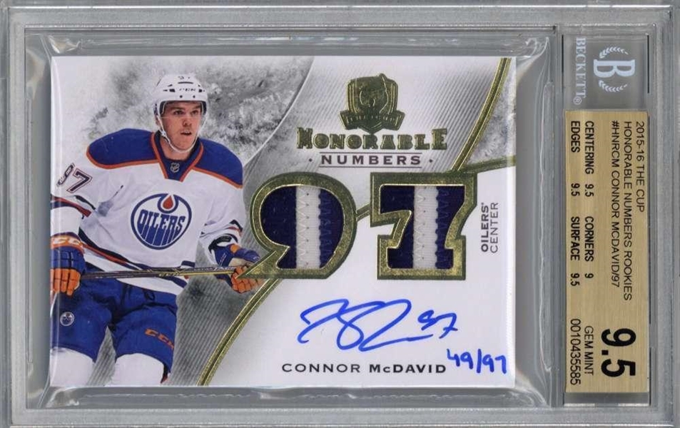 Connor McDavid Signed 2015-16 The Cup Honorable Rookies - Beckett/BGS 9.5 w/ 10 Auto!