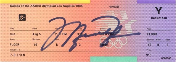 Michael Jordan Rare Signed 1984 Original Olympic Basketball Ticket (JSA)