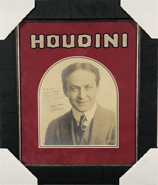 Houdini Signed 7" x 9" Photograph w/ "May My Portrait Always Bring Back Pleasant Thoughts" Inscription! (Beckett/BAS)
