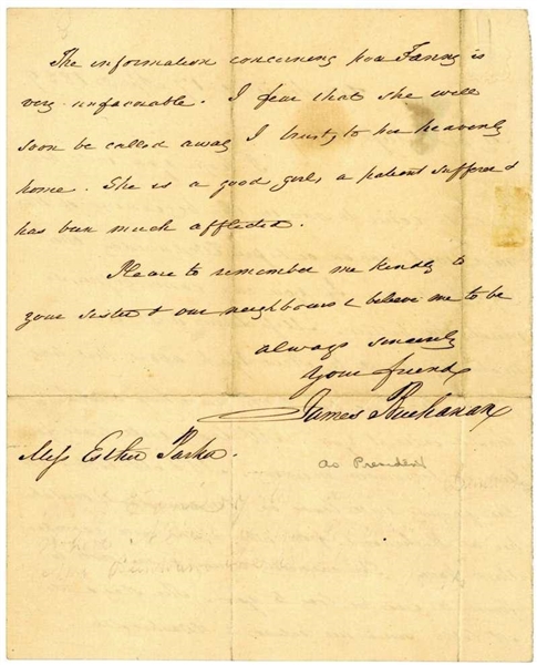 President James Buchanan Signed & Handwritten 1859 Letter (Beckett/BAS)