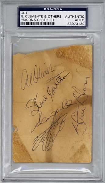Roberto Clemente, Steve Carlton & Others Vintage Signed 3" x 5" Album Page (PSA/DNA)