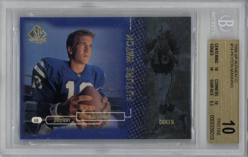 1998 SP Authentic Peyton Manning #14 Rookie Card BGS Graded GEM MINT 10!