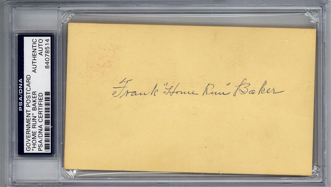 Frank "Home Run" Baker Signed 1955 Government Post Card GPC (PSA/DNA)