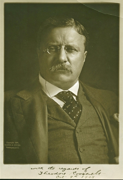 President Theodore Roosevelt Superbly Signed 6" x 9.5" Harris & Ewing Photograph (Beckett/BAS)