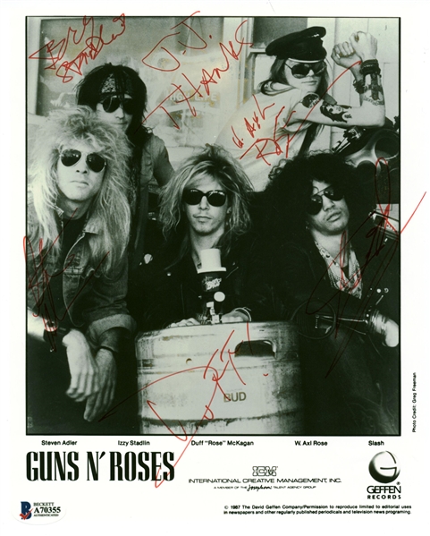 Guns N Roses Rare Vintage c. 1987 Signed Promotional 8" x 10" Photograph (Beckett/BAS)
