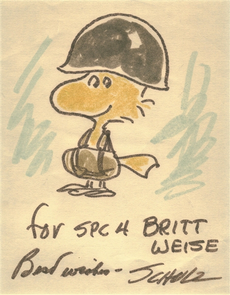 Charles Schulz Signed & Hand Drawn 8" x 12" Woodstock Sketch, The First We Have Offered! (Beckett/BAS)
