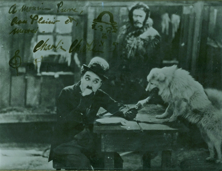 Charlie Chaplin ULTRA-RARE Signed 8" x 10" Photograph As The Tramp w/ Self Sketch! (Beckett/BAS)