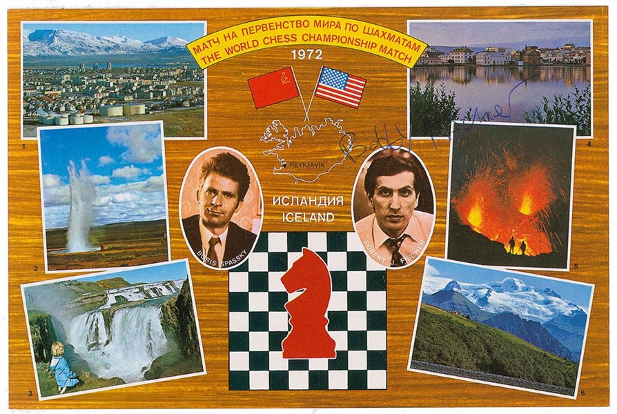 Bobby Fischer Signed 1972 World Chess Championship Postcard (Beckett/BAS)