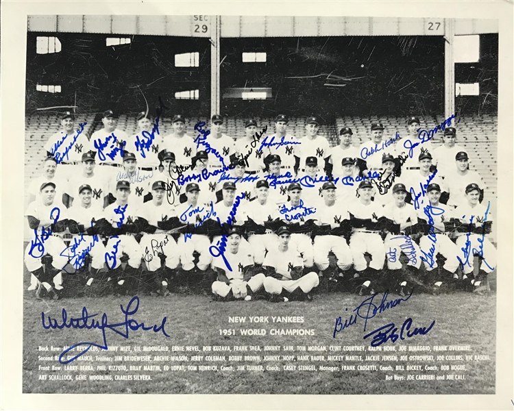 1951 Yankees Team-Signed 8" x 10" Photograph w/ Mantle, DiMaggio, Martin & Others (Beckett/BAS Guaranteed)