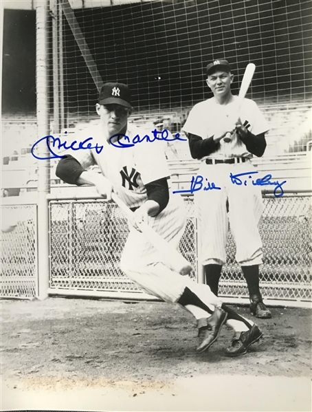 Mickey Mantle & Bill Dickey Rare Dual Signed 8" x 10" Photograph (Beckett/BAS)