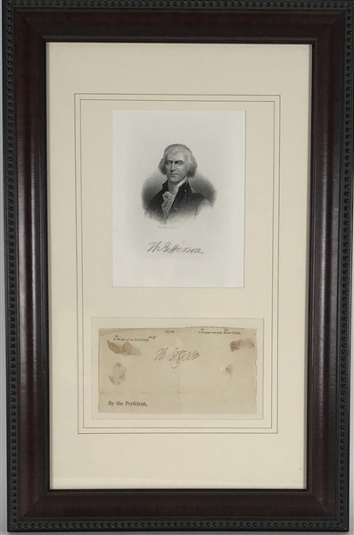 President Thomas Jefferson Near-Mint Signed 4" x 7" Document Clipping (Beckett/BAS)