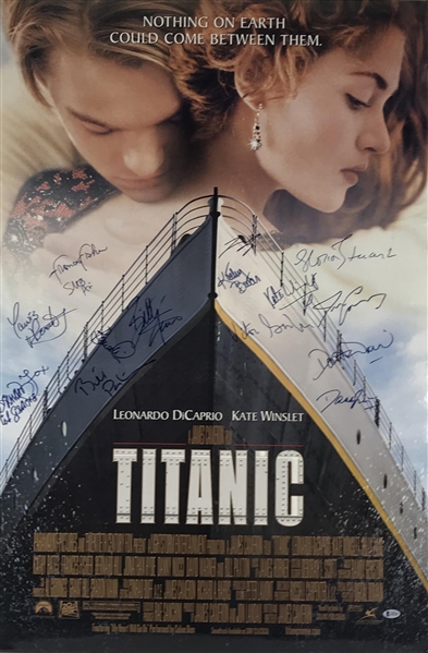 "Titanic" Rare Cast Signed 27" x 41" Movie Poster w/ DiCaprio, Winslet, Paxton & Others! (Beckett/BAS)