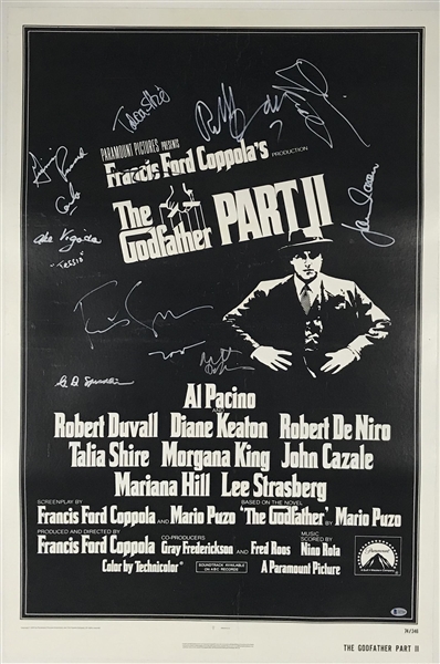 "The Godfather Part II" Rare Cast Signed 27" x 41" Movie Poster w/ Pacino, De Niro, Coppola, Keaton & Others! (Beckett/BAS)