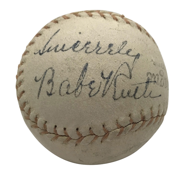 Babe Ruth Superbly Signed Baseball w/ "Sincerely" Inscription! (PSA/DNA)