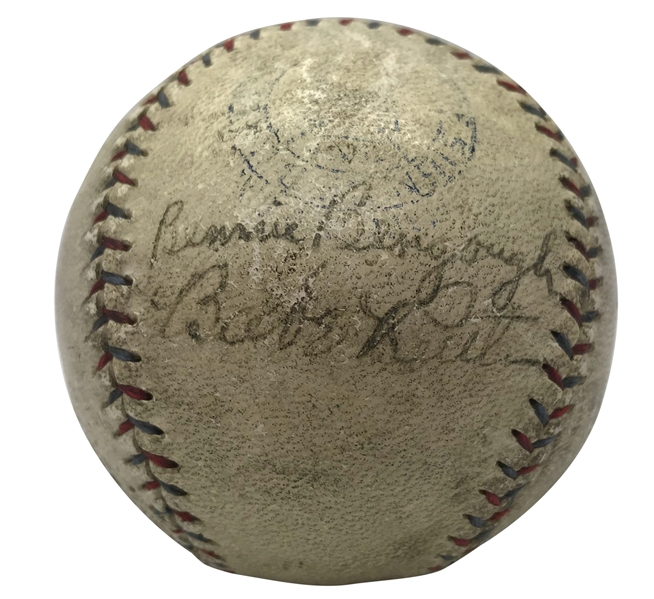 Babe Ruth & Benny Bengough Signed Game Used c. 1927 OAL Ban Johnson Baseball (PSA/DNA)