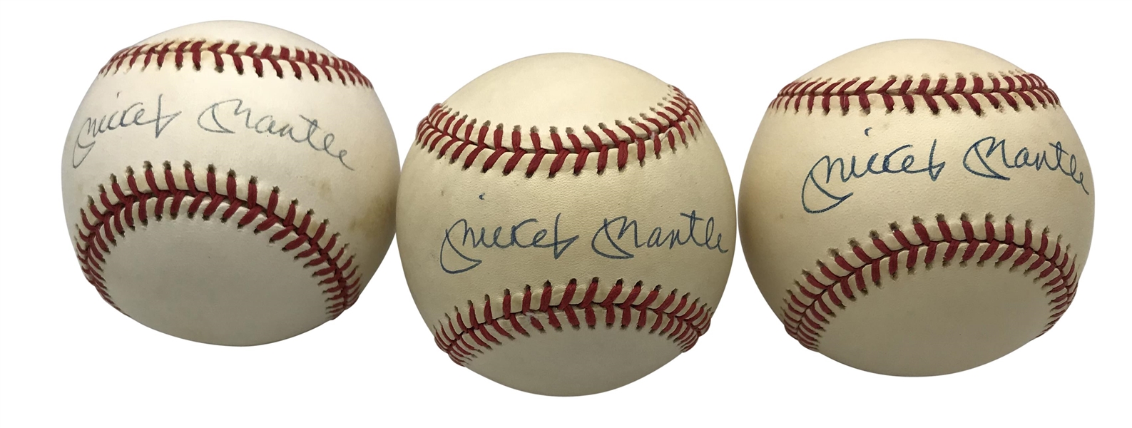 Mickey Mantle Lot of Three (3) Signed OAL Baseballs (Upper Deck)