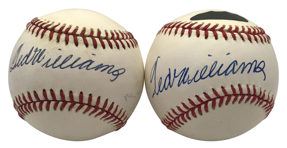 Ted Williams Lot of Two (2) Signed OAL Baseballs (PSA/DNA & Green Diamond)