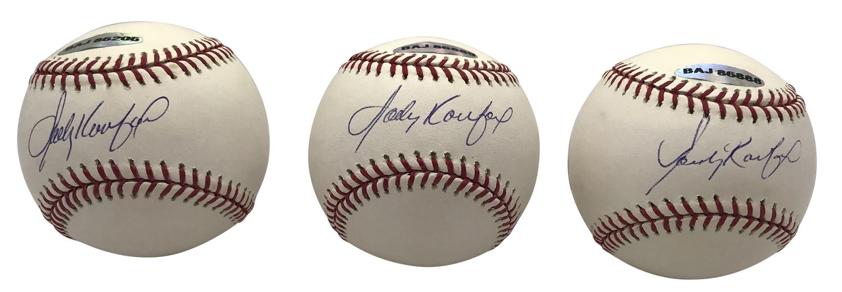 Sandy Koufax Lot of Three (3) Near-Mint Signed OML Baseballs (Upper Deck & MLB)