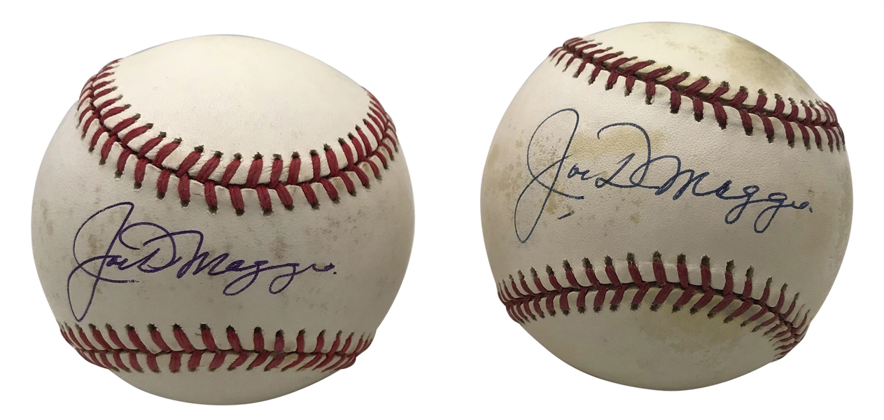 Joe DiMaggio Lot of Two (2) Signed OAL Baseballs (JSA)