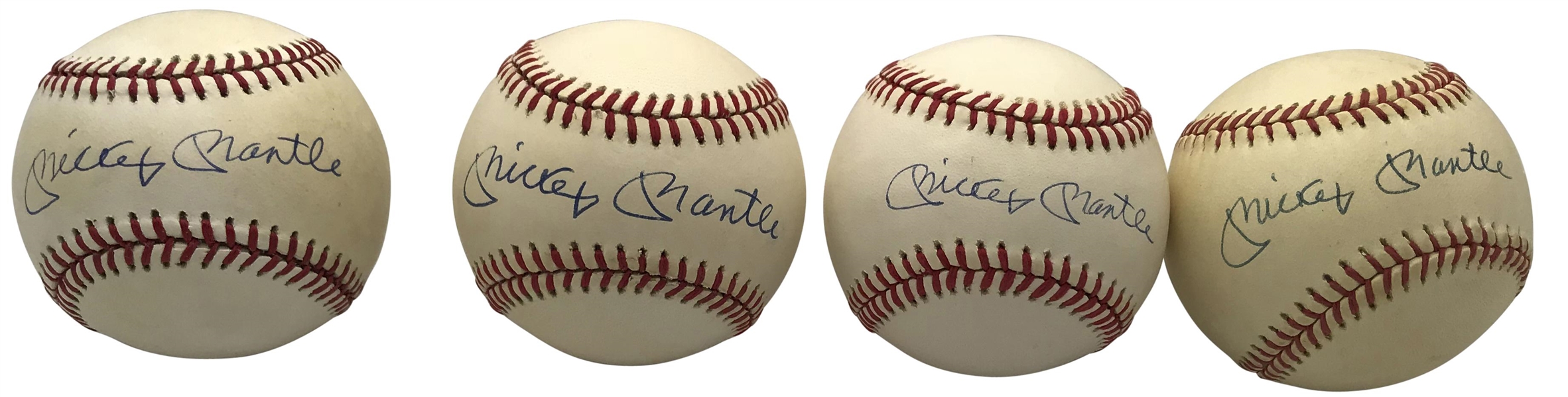 Mickey Mantle Lot of Four (4) Signed OAL Baseballs (PSA/DNA)