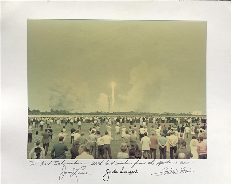Apollo 13 Crew Signed Original 11" x 14" Launch Photograph w/ Lovell ,Swigert & Haise (Beckett/BAS)