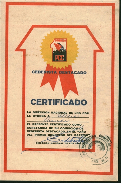 Fidel Castro Signed 6" x 9" Cuban Certificate (Beckett/BAS Guaranteed)