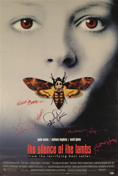 "The Silence of the Lambs" Cast Signed 27" x 41" Movie Poster w/ Foster, Hopkins & Others! (Beckett/BAS)