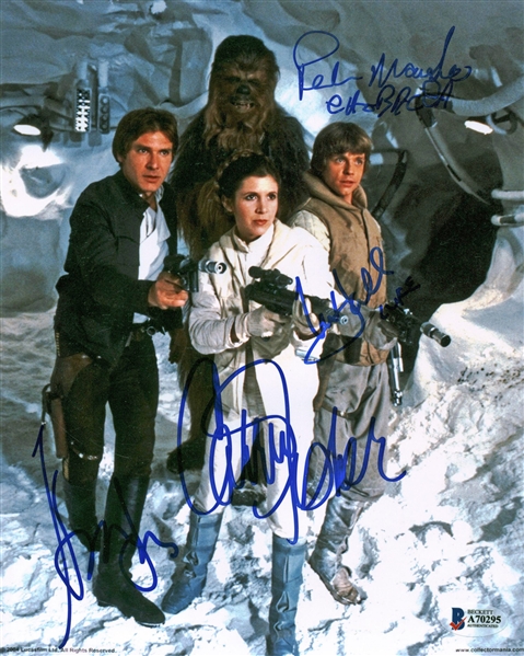 Star Wars: Carrie Fisher, Harrison Ford, Mark Hamill & Peter Mayhew Signed 8" x 10" Photograph (Beckett/BAS)