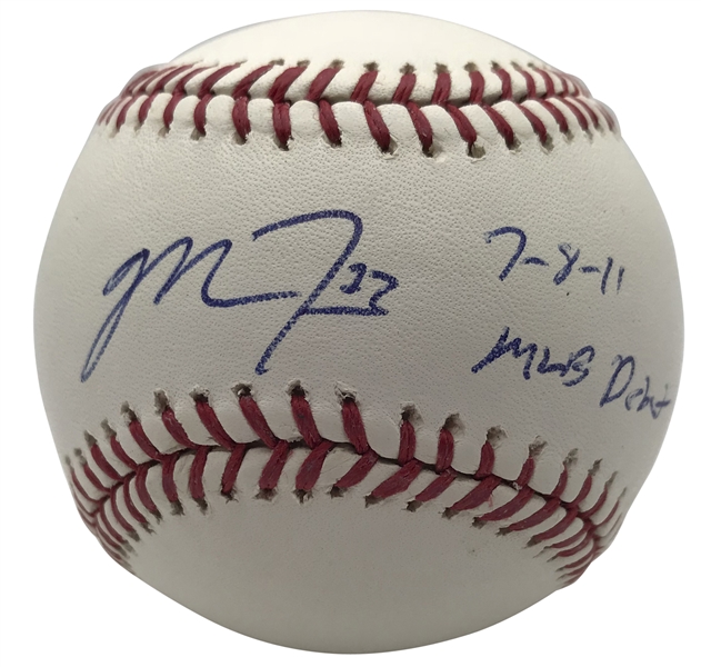 Mike Trout Signed & Inscribed Rookie MLB Debut OML Baseball (PSA/DNA)