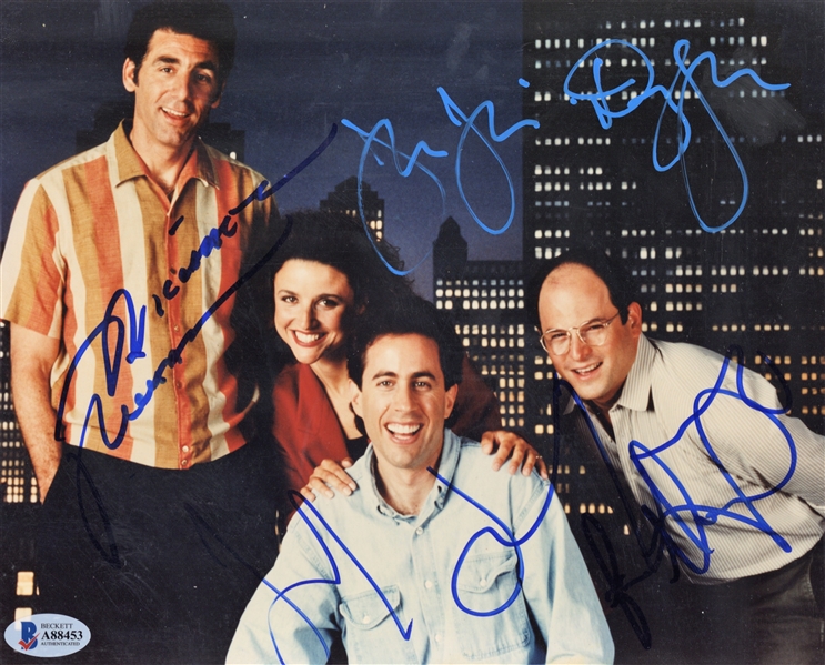 Seinfeld Rare Cast Signed 8" x 10" Photograph w/ Seinfeld, Alexander, Richards & Dreyfus! (Beckett/BAS)