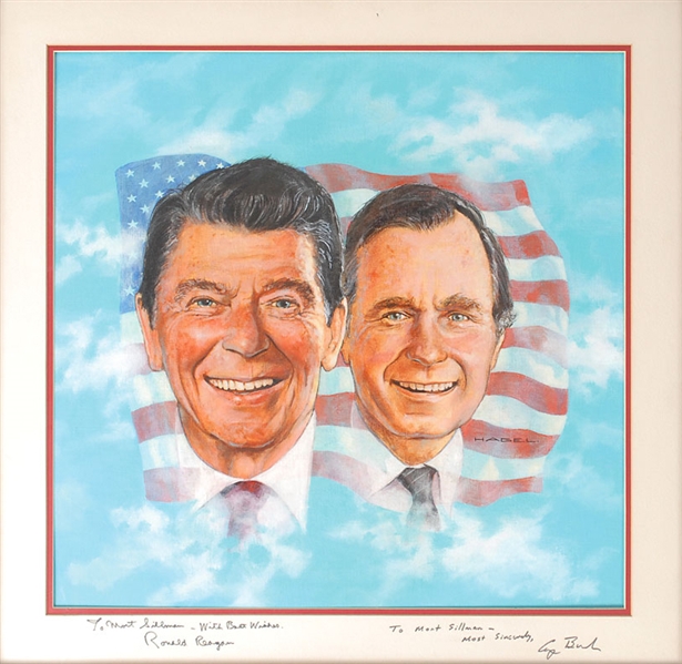 President Ronald Reagan & George H.W. Bush Dual Signed 28" x 28" Canvas Photograph (Beckett/BAS)