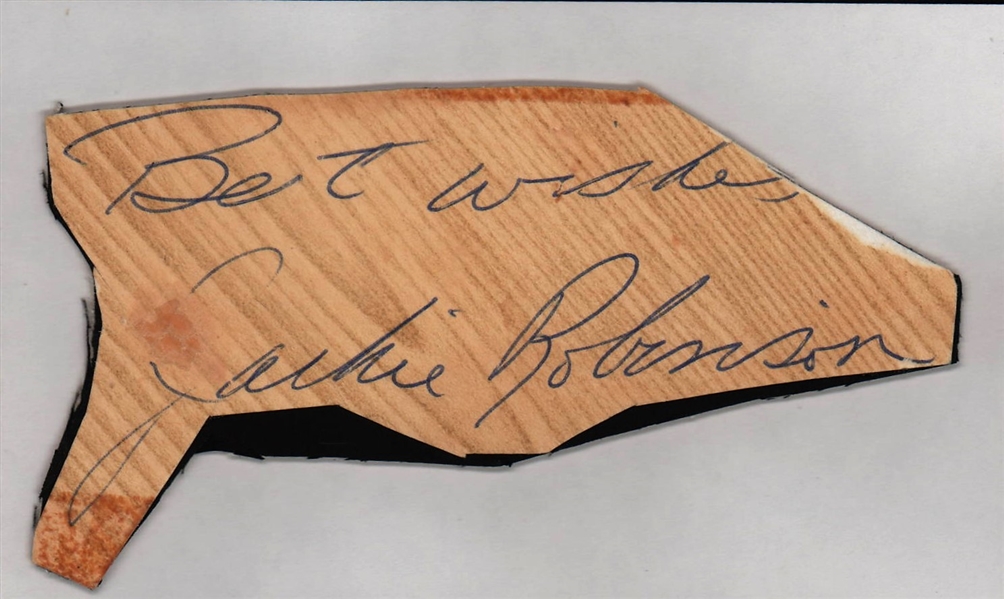 Jackie Robinson Signed 1.5" x 3" Baseball Bat-Type Album Page (PSA/DNA)