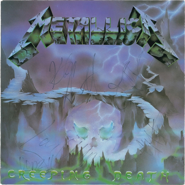METALLICA: Group Signed "Creeping Death" Album w/ Rare Cliff Burton! (PSA/DNA)