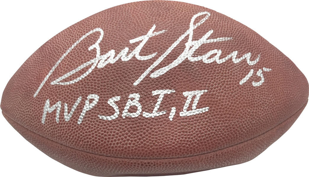 Bart Starr Signed & Inscribed "MVP SB I, II" NFL Football (JSA)