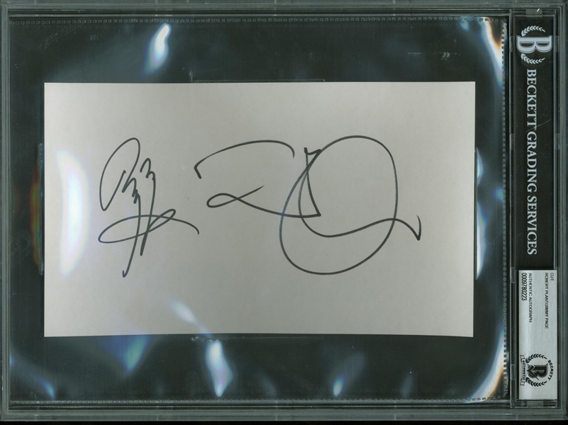 Led Zeppelin: Robert Plant & Jimmy Page LARGE 6" x 9" Signed Album Page (Beckett/BAS Encapsulated)