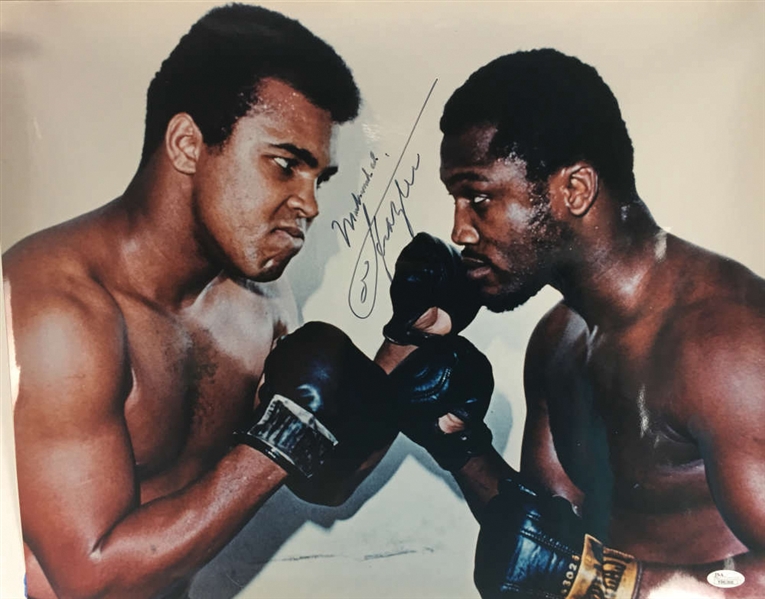 Muhammad Ali & Joe Frazier Dual Signed 16" x 20" Color Photograph (JSA)