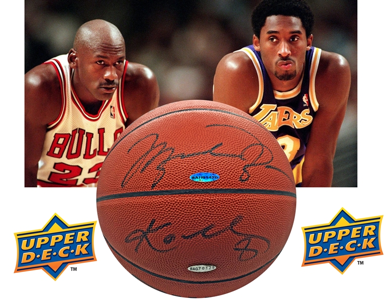 Michael Jordan & Kobe Bryant Dual Signed Spalding NBA Leather Game Model Basketball (UDA)