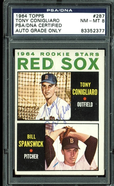 Tony Conigliaro Signed 1964 Topps #287 Rookie Card (PSA/DNA Graded NM-MT 8)