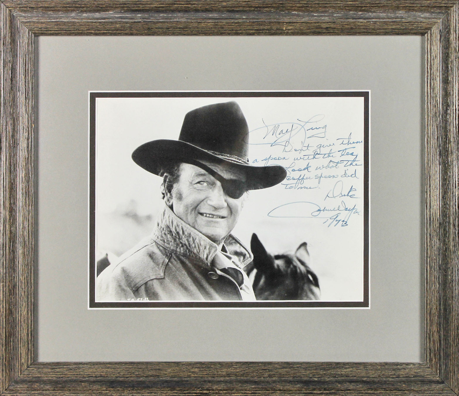 Lot Detail - John Wayne Rare Signed & Inscribed 1973 8