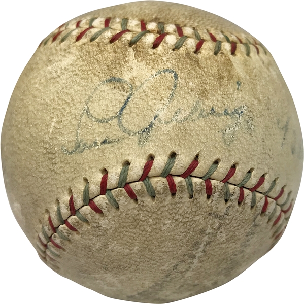 Lou Gehrig & Babe Ruth Dual Signed Baseball w/ Rare Gehrig Sweet Spot! (PSA/DNA)